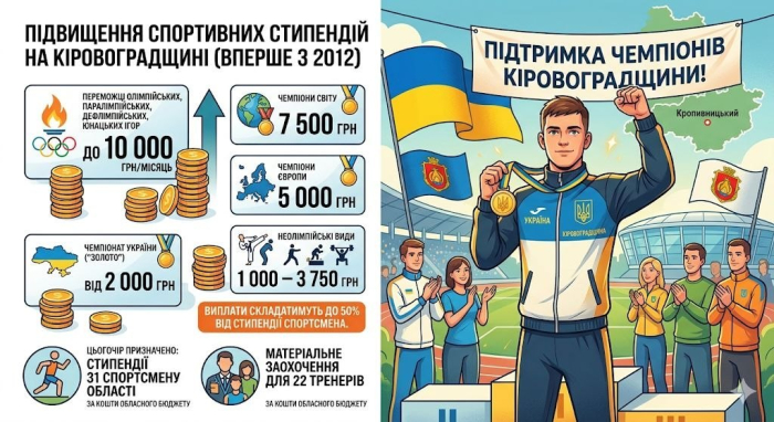 Підвищення спортивних стипендій на Кіровоградщині