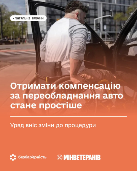 Уряд удосконалив процедуру виплати компенсацій ветеранам й ветеранкам з інвалідністю за переобладнання авто